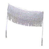 Maxbell Belly Dance Skirt Belt Sequined Tassel Costume for Performance Party Rave White