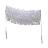 Maxbell Belly Dance Skirt Belt Sequined Tassel Costume for Performance Party Rave White