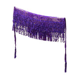 Maxbell Belly Dance Skirt Belt Sequined Tassel Costume for Performance Party Rave Purple