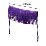 Maxbell Belly Dance Skirt Belt Sequined Tassel Costume for Performance Party Rave Purple