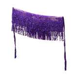Maxbell Belly Dance Skirt Belt Sequined Tassel Costume for Performance Party Rave Purple