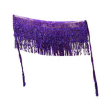 Maxbell Belly Dance Skirt Belt Sequined Tassel Costume for Performance Party Rave Purple