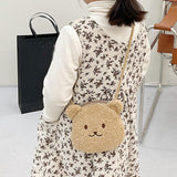 Maxbell Plush Shoulder Bag fashion Zipper Closure Furry Girls for kids Brown