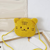 Maxbell Plush Shoulder Bag fashion Zipper Closure Furry Girls for kids Yellow