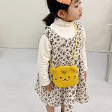 Maxbell Plush Shoulder Bag fashion Zipper Closure Furry Girls for kids Yellow