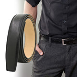 Maxbell PU Leather Men Belt Strap Waist Band for Clothing Automatic Buckle Pants Black