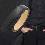 Maxbell PU Leather Men Belt Strap Waist Band for Clothing Automatic Buckle Pants Black