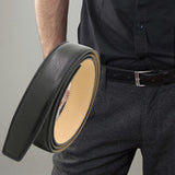 Maxbell PU Leather Men Belt Strap Waist Band for Clothing Automatic Buckle Pants Black