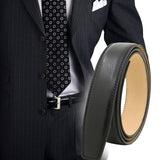 Maxbell PU Leather Men Belt Strap Waist Band for Clothing Automatic Buckle Pants Black