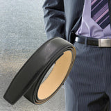 Maxbell PU Leather Men Belt Strap Waist Band for Clothing Automatic Buckle Pants Black