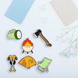 Maxbell 6Pcs Cute Brooch Pins Set Charm Outdoor Theme for Backpack Shirt Decorative