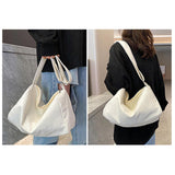 Maxbell Shoulder Bag Canvas Large Capacity Adjustable Strap Women Handbag for Work White
