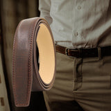 Maxbell PU Leather Men Belt Strap Waist Band for Clothing Automatic Buckle Pants Coffee