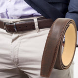 Maxbell PU Leather Men Belt Strap Waist Band for Clothing Automatic Buckle Pants Coffee