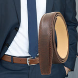 Maxbell PU Leather Men Belt Strap Waist Band for Clothing Automatic Buckle Pants Coffee
