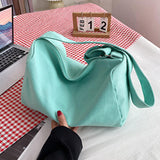 Maxbell Shoulder Bag Canvas Large Capacity Adjustable Strap Women Handbag for Work Green