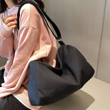 Maxbell Shoulder Bag Canvas Large Capacity Adjustable Strap Women Handbag for Work Black