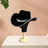 Maxbell Women Cowboy Hat Wind Lanyard Sun Hat Cowgirl Hats for Party Men