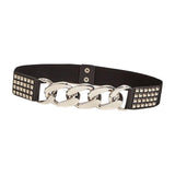Maxbell Casual Women Waist Belt Studded Waistbelt Ladies Coat Cummerbunds Elastic Argent