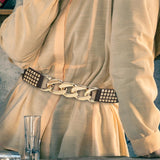 Maxbell Casual Women Waist Belt Studded Waistbelt Ladies Coat Cummerbunds Elastic Aureate