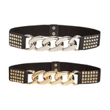 Maxbell Casual Women Waist Belt Studded Waistbelt Ladies Coat Cummerbunds Elastic Aureate
