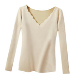 Maxbell Women Thermal Top Lingerie Long Sleeve Base Layer Winter sport Shirt XL Beige