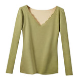 Maxbell Women Thermal Top Lingerie Long Sleeve Base Layer Winter sport Shirt XL Green