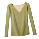 Maxbell Women Thermal Top Lingerie Long Sleeve Base Layer Winter sport Shirt XL Green