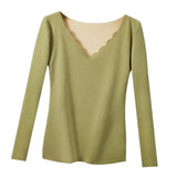 Maxbell Women Thermal Top Lingerie Long Sleeve Base Layer Winter sport Shirt XL Green