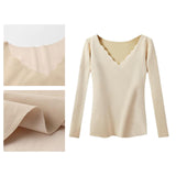 Maxbell Women Thermal Top Lingerie Long Sleeve Base Layer Winter sport Shirt L Beige