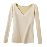 Maxbell Women Thermal Top Lingerie Long Sleeve Base Layer Winter sport Shirt L Beige