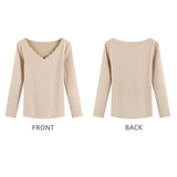 Maxbell Women Thermal Top Lingerie Long Sleeve Base Layer Winter sport Shirt L Beige