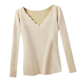 Maxbell Women Thermal Top Lingerie Long Sleeve Base Layer Winter sport Shirt L Beige