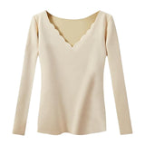 Maxbell Women Thermal Top Lingerie Long Sleeve Base Layer Winter sport Shirt L Beige