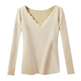 Maxbell Women Thermal Top Lingerie Long Sleeve Base Layer Winter sport Shirt L Beige