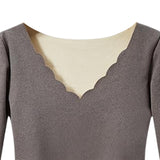 Maxbell Women Thermal Top Lingerie Long Sleeve Base Layer Winter sport Shirt XL Gray