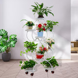 Maxbell Plant Stand Metal Display Holder with 4 Pulley Home Decor for Planter Rack
