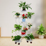 Maxbell Plant Stand Metal Display Holder with 4 Pulley Home Decor for Planter Rack