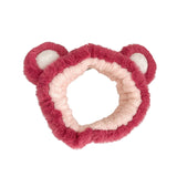 Maxbell Fleece Plush Headband Spa Hairband for Girls Skincare Makeup Rose Red