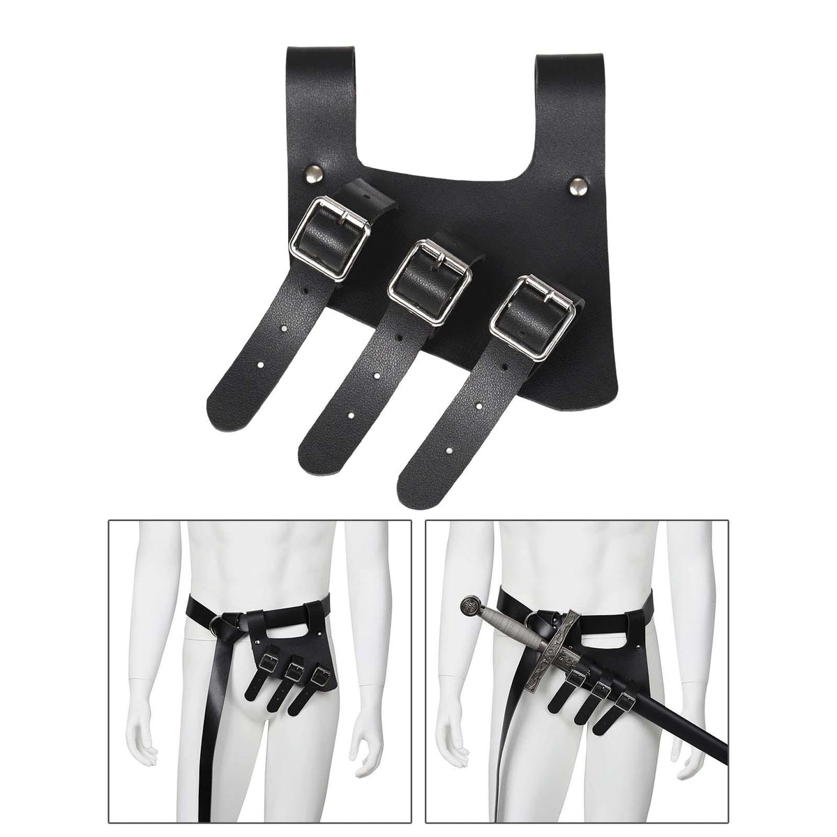 Maxbell Medieval Sword Frog Cutlass Rapier Costume for Stage Show Men Adults Black