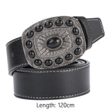 Maxbell Western Cowboy Belt PU Unisex Waist Strap Fashion for Work Gift Holidays Black