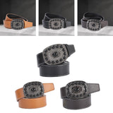 Maxbell Western Cowboy Belt PU Unisex Waist Strap Fashion for Work Gift Holidays Black