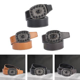 Maxbell Western Cowboy Belt PU Unisex Waist Strap Fashion for Work Gift Holidays Black