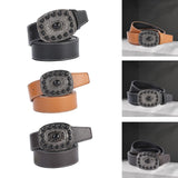 Maxbell Western Cowboy Belt PU Unisex Waist Strap Fashion for Work Gift Holidays Black