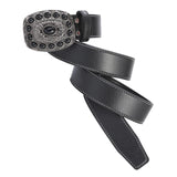 Maxbell Western Cowboy Belt PU Unisex Waist Strap Fashion for Work Gift Holidays Black