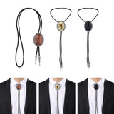 Maxbell PU Bolo Tie Necktie Costume Wedding Halloween Necklace Handmade Fancy Dress Brown