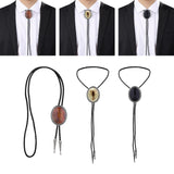 Maxbell PU Bolo Tie Necktie Costume Wedding Halloween Necklace Handmade Fancy Dress Brown