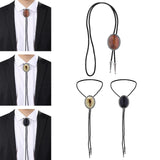 Maxbell PU Bolo Tie Necktie Costume Wedding Halloween Necklace Handmade Fancy Dress Brown