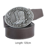 Maxbell Mens Cowboy Belt Classic Waist Strap 120cm PU Leather for Boyfriend Brown