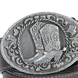 Maxbell Mens Cowboy Belt Classic Waist Strap 120cm PU Leather for Boyfriend Brown